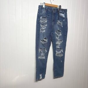 Refuge Denim Mom Vintage High Rise Distressed Ripped Blue Jeans Size 11